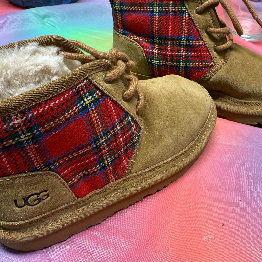 UGG Brown and Red Plaid Boots